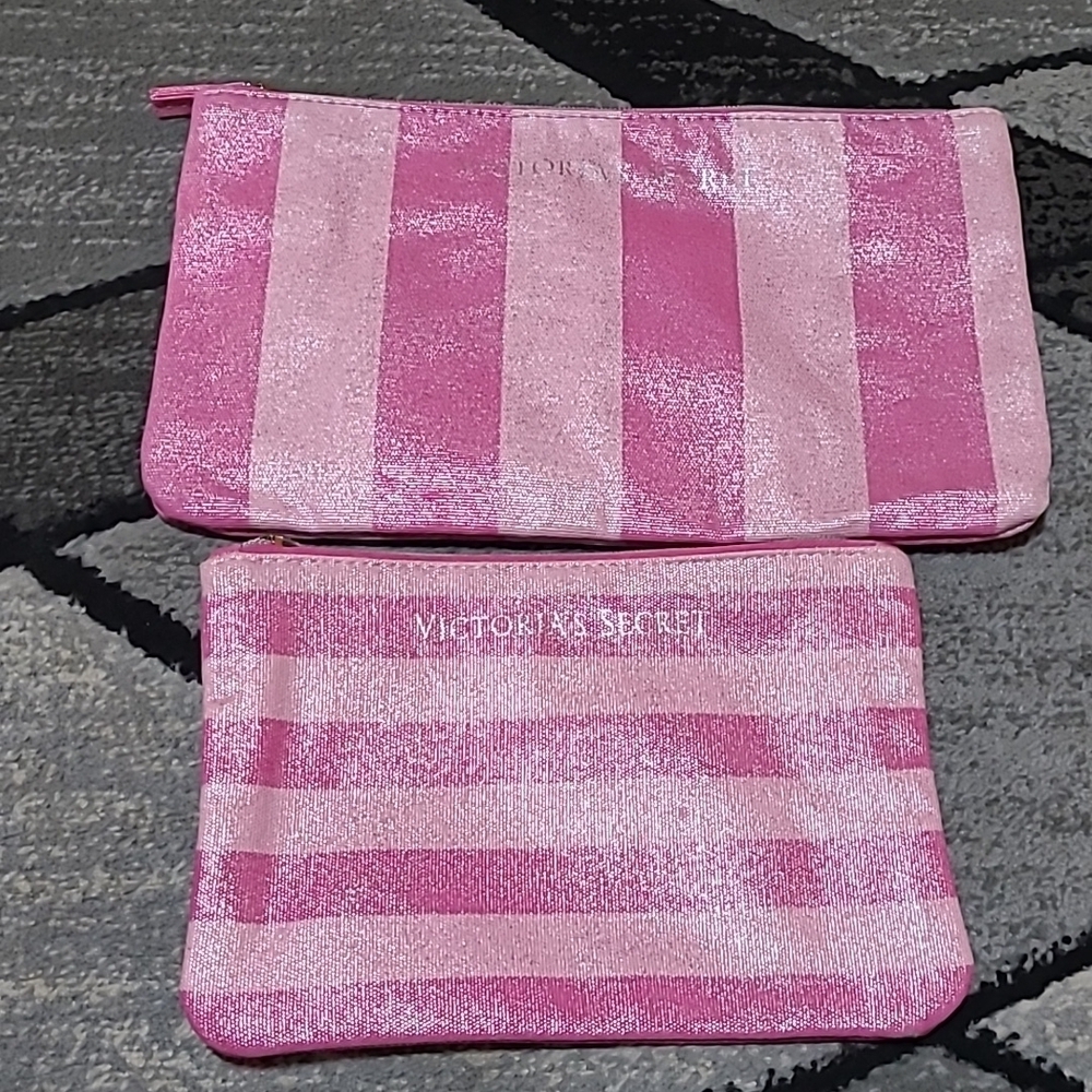 Vintage Victoria Secret Canvas Shine 2 Piece Make-up bags